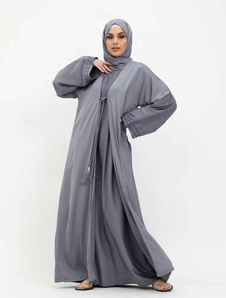 Grey Naira Abaya 2 Peice